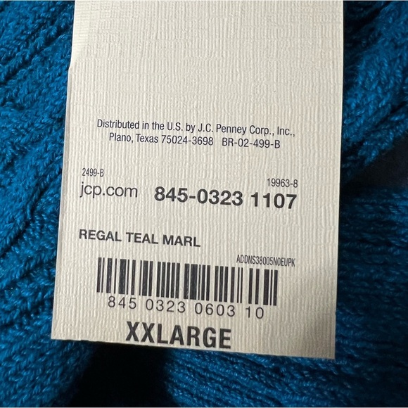 St. John’s Bay Regal Teal Long Sleeve Cable Knit Pullover Sweater Size XXL - Picture 7 of 9